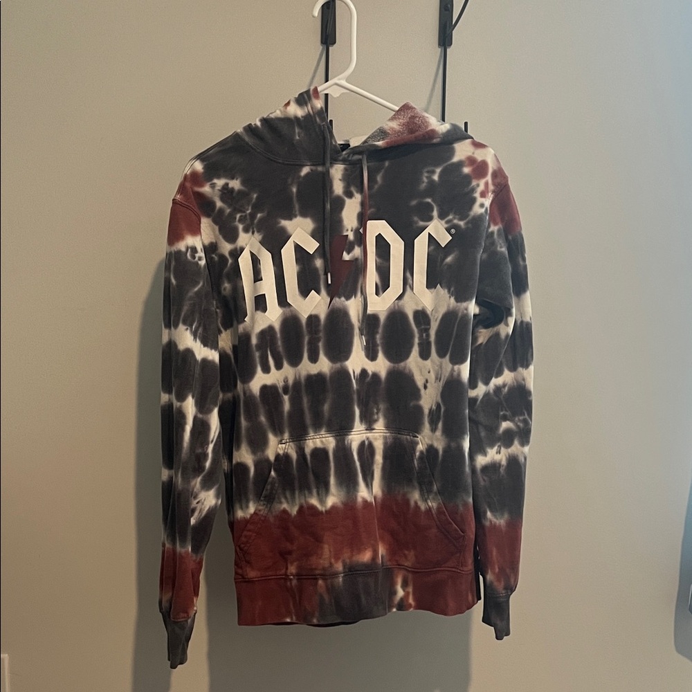 AC/DC Tie-Dye Hoodie - Black, White, Red